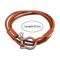 Vintage Style Vacation Solid Color Alloy Leather Woven Belt Men's Wristband sku image 1