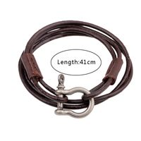 Vintage Style Vacation Solid Color Alloy Leather Woven Belt Men's Wristband sku image 2