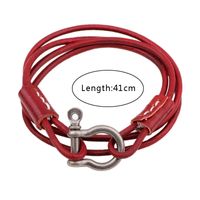 Vintage Style Vacation Solid Color Alloy Leather Woven Belt Men's Wristband sku image 3