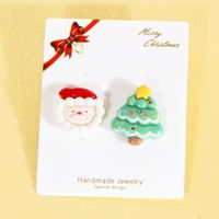 1 Pair Cute Sweet Commute Christmas Tree Santa Claus Candle Irregular Plastic Ear Studs sku image 1