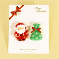 1 Pair Cute Sweet Commute Christmas Tree Santa Claus Candle Irregular Plastic Ear Studs sku image 5