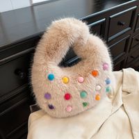 Femmes Peluche Pois Vêtement De Rue Carré Fermeture Éclair Sac À Main main image 4