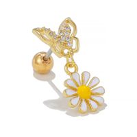 1 Piece Simple Style Bear Flower Plating Inlay Brass Zircon 18k Gold Plated White Gold Plated Ear Studs main image 2