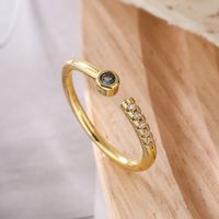 Einfacher Stil Wassertropfen Kupfer 18 Karat Vergoldet Zirkon Offener Ring In Masse sku image 3