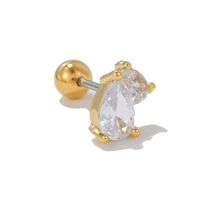 1 Piece Simple Style Bear Flower Plating Inlay Brass Zircon 18k Gold Plated White Gold Plated Ear Studs sku image 3