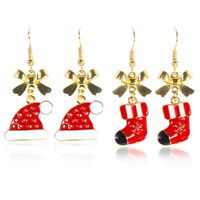 1 Pair Cute Sweet Commute Christmas Hat Christmas Socks Bow Knot Alloy Drop Earrings main image 5