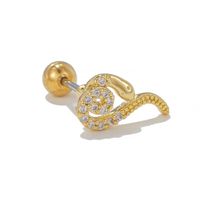 1 Piece Simple Style Bear Flower Plating Inlay Brass Zircon 18k Gold Plated White Gold Plated Ear Studs sku image 9