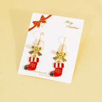 1 Pair Cute Sweet Commute Christmas Hat Christmas Socks Bow Knot Alloy Drop Earrings main image 3