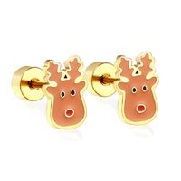1 Pair Classic Style Streetwear Christmas Tree Snowman Plating Stainless Steel Ear Studs main image 5