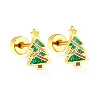 1 Pair Classic Style Streetwear Christmas Tree Snowman Plating Stainless Steel Ear Studs sku image 5