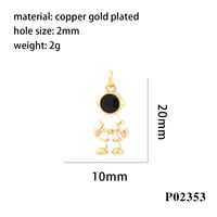 Simple Style Cross Astronaut Copper Enamel Inlay Zircon 18k Gold Plated Charms sku image 3