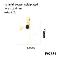 Simple Style Cross Astronaut Copper Enamel Inlay Zircon 18k Gold Plated Charms sku image 4