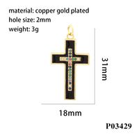 Simple Style Cross Astronaut Copper Enamel Inlay Zircon 18k Gold Plated Charms sku image 6
