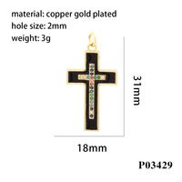 Simple Style Cross Astronaut Copper Enamel Inlay Zircon 18k Gold Plated Charms main image 2