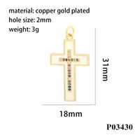 Simple Style Cross Astronaut Copper Enamel Inlay Zircon 18k Gold Plated Charms sku image 7