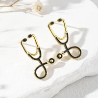 Cute Vintage Style Simple Style Stethoscope Copper 18k Gold Plated Zircon Jewelry Set In Bulk sku image 1