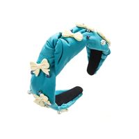 Simple Style Commute Bow Knot Cloth Inlay Rhinestones Pearl Hair Band sku image 3