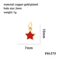 Simple Style Pentagram Copper Enamel 18k Gold Plated Charms sku image 3