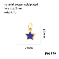 Simple Style Pentagram Copper Enamel 18k Gold Plated Charms sku image 1