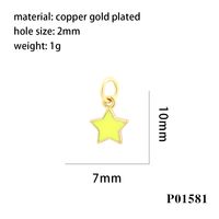 Simple Style Pentagram Copper Enamel 18k Gold Plated Charms main image 3