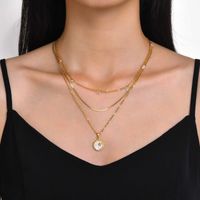 Titanium Steel Zircon Clavicle Chain Personality Shell Xingx Pendant Niche Gold Necklace S-shaped Necklace Ins Style Twin main image 1