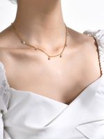 Titanium Steel Zircon Clavicle Chain Personality Shell Xingx Pendant Niche Gold Necklace S-shaped Necklace Ins Style Twin main image 4