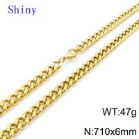 Hip-Hop Retro Solid Color Titanium Steel Chain 18K Gold Plated Men's Bracelets Necklace sku image 15