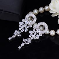 1 Pair Casual Simple Style Flower Plating Inlay Copper Zircon Rhodium Plated Silver Plated Drop Earrings main image 9