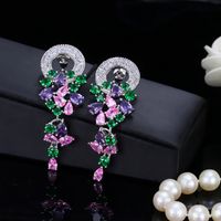 1 Pair Casual Simple Style Flower Plating Inlay Copper Zircon Rhodium Plated Silver Plated Drop Earrings main image 6
