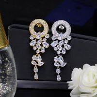 1 Pair Casual Simple Style Flower Plating Inlay Copper Zircon Rhodium Plated Silver Plated Drop Earrings main image 5