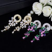 1 Pair Casual Simple Style Flower Plating Inlay Copper Zircon Rhodium Plated Silver Plated Drop Earrings main image 8
