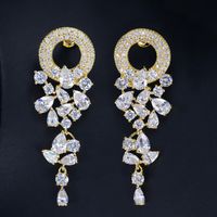 1 Pair Casual Simple Style Flower Plating Inlay Copper Zircon Rhodium Plated Silver Plated Drop Earrings main image 11
