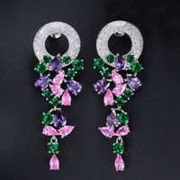 1 Pair Casual Simple Style Flower Plating Inlay Copper Zircon Rhodium Plated Silver Plated Drop Earrings main image 1