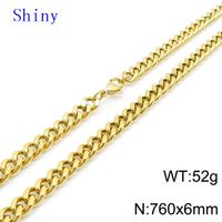 Hip-Hop Retro Solid Color Titanium Steel Chain 18K Gold Plated Men's Bracelets Necklace sku image 16