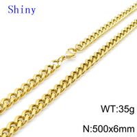 Hip-Hop Retro Solid Color Titanium Steel Chain 18K Gold Plated Men's Bracelets Necklace sku image 11