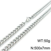Hip-Hop Retro Solid Color Titanium Steel Chain 18K Gold Plated Men's Bracelets Necklace sku image 4