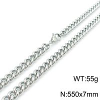 Hip-Hop Retro Solid Color Titanium Steel Chain 18K Gold Plated Men's Bracelets Necklace sku image 5