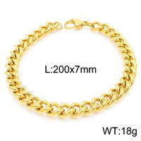 Hip-Hop Retro Solid Color Titanium Steel Chain 18K Gold Plated Men's Bracelets Necklace sku image 3
