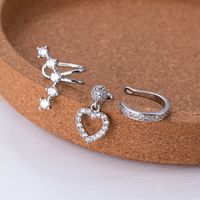 1 Piece Ear Cartilage Rings & Studs Sweet Shiny Heart Shape Copper Plating Inlay Zircon main image 4