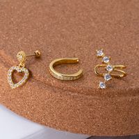 1 Piece Ear Cartilage Rings & Studs Sweet Shiny Heart Shape Copper Plating Inlay Zircon main image 5
