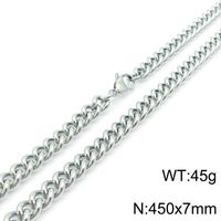 Hip-Hop Retro Solid Color Titanium Steel Chain 18K Gold Plated Men's Bracelets Necklace sku image 2