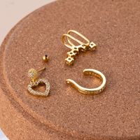 1 Piece Ear Cartilage Rings & Studs Sweet Shiny Heart Shape Copper Plating Inlay Zircon main image 2