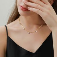 Titanium Steel Zircon Clavicle Chain Personality Shell Xingx Pendant Niche Gold Necklace S-shaped Necklace Ins Style Twin sku image 2