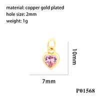 Inlaid Color Zircon Love Heart-shaped Necklace Bracelet Pendant Diy Decorative Pendant Handmade Materials Semi-finished Products Wholesale sku image 2