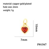 Inlaid Color Zircon Love Heart-shaped Necklace Bracelet Pendant Diy Decorative Pendant Handmade Materials Semi-finished Products Wholesale sku image 4