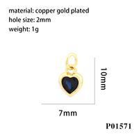 Inlaid Color Zircon Love Heart-shaped Necklace Bracelet Pendant Diy Decorative Pendant Handmade Materials Semi-finished Products Wholesale sku image 7