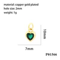 Inlaid Color Zircon Love Heart-shaped Necklace Bracelet Pendant Diy Decorative Pendant Handmade Materials Semi-finished Products Wholesale sku image 1