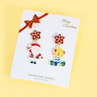 1 Pair Princess Cute Sweet Santa Claus Snowman Snowflake Irregular Alloy Ear Studs sku image 4