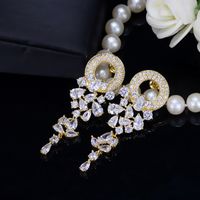 1 Pair Casual Simple Style Flower Plating Inlay Copper Zircon Rhodium Plated Silver Plated Drop Earrings sku image 3