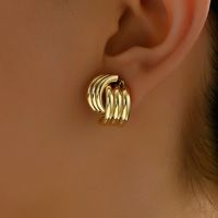 1 Pair Basic Round Inlay Iron Rhinestones Ear Studs main image 1